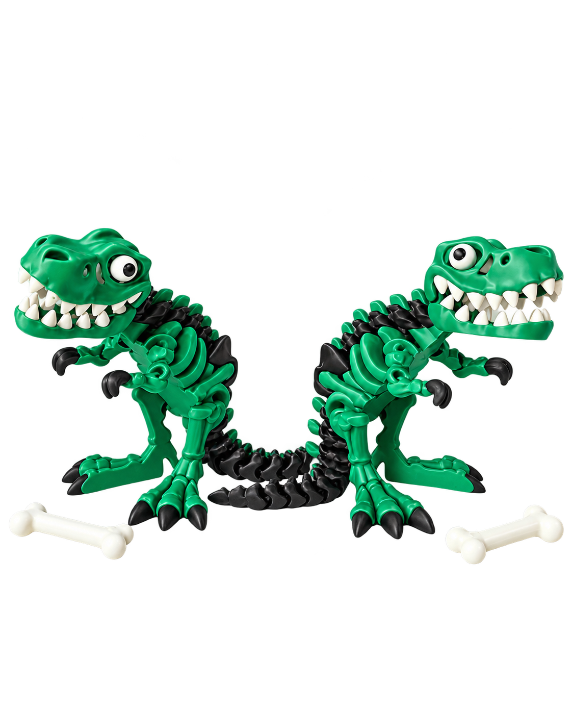 Green articulated T-Rex print